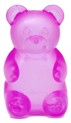 A purple squishy gummy bear